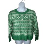 American Eagle  Green Fair Isle Snowdrift Sweater Crewneck Large Holiday Sweater Photo 4