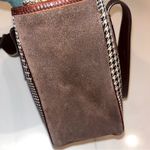 Ralph Lauren Vtg Brown Houndstooth Coated Canvas Leather Purse Photo 4