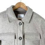 Avec Les Filles  Button Front Boyfriend‎ Shacket in Beige Oat Melange, Size Small Photo 2