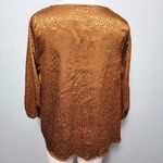 Dress Barn Cooper rust jacquard leopard twist hem satin blouse size medium Photo 4