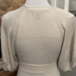 EXPRESS Ivory Shimmer Sweater Puff Sleeve Dress Size Small Photo 6