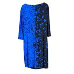 CHAPS  Ruched Long Sleeve Sheath Dress Womens XL Blue Black Floral Party Dressy Photo 2