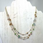 14K layered chain necklace with crystal beads Gold Photo 1