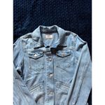 F&F Women's Blue‎ Button Denim Trucker Jacket Distressed Size 6 Blue Photo 2