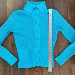 Daisy Fuentes dark  powder blue button down cardigan sweater, size L Photo 6