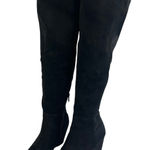 Zigisoho Black Suede Over The Knee Wedge Boots Womens 6 Streetwear Photo 0