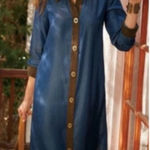 Soft Surroundings  Icon Urbina Dress Womens Large Blue Shirt Midi Contrast Trim Photo 0