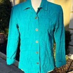 Chico's Vintage Turquoise Cotton Embroidered Denim Jacket Photo 0