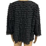 Laura Ashley  Black Tiered Ruffle Cardigan Eye Hook Top Closure Jacket Petite L Photo 4