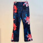 Amazon High Waist Stretch Pants Tropical Floral Pattern Navy Blue Pink Womens 29” Waist Photo 2