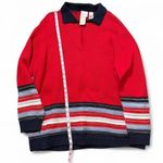 Villager Vintage Red and Navy 1/4 Zip Sweater with Stripes Photo 7