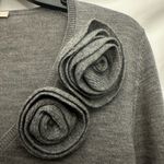 R.E.D. Valentino V Neck Sweater Size 44 3D Floral Design Wool Blend Gray Photo 2