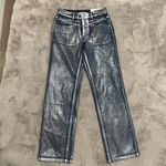 Urban Outfitters BGD High Rise Cowboy Jeans Silver Coated Size 27 Festival Disco Photo 6