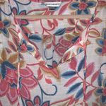 Counterparts Pink and Blue Floral Ruffle Short Sleeve Tie Front Blouse Large Photo 3