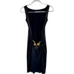 Jennifer Grace Faux Leather Gold Handcuff Bodycon Police Dress Club Festival S/M Photo 2
