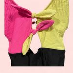No Boundaries Cute textured tie front neon cut out swim suit one piece pool beach Photo 2