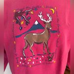 Vintage Deer‎ Nature Graphic Sweatshirt L 90s Outdoors Cozy Cottagecore Pink Size L Photo 4