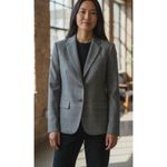 Kasper Classic Pinstripe Plaid Grey Blazer Vintage Jacket 12 Photo 2