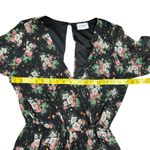 Everly Bell Sleeve Floral Plunge Wrap Front V-Neck Romper Black Size Small Photo 13