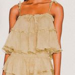 Rays for days summer ruffle Luella Top in Celadon yellow green color size small Tan Photo 0