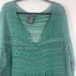 Grace Elements  Womens Crochet Sweater Knit XXL Kelly Green V-Neck Granny Cottage Photo 1