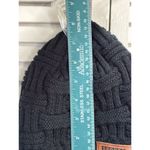 Sports Black Basketweave Knit Beanie Sherpa Lined Logo Warm Photo 2
