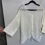 POL V-Neck Open Knit Lightweight Knit Beachy Sweater in Off-White/Ivory - Size S Photo 2