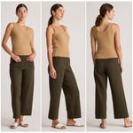 Quince  Ultra-Stretch Ponte Cropped Wide-Leg Pants Olive Green Size 16 Photo 1
