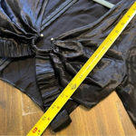 ZARA  Cut Out Satin Effect Crop Top Black Silky Sexy Night Long Sleeve Small Photo 4