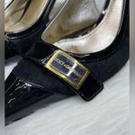 Dolce & Gabbana black calf hair patent leather slingback pumps pointed size 38 Photo 4