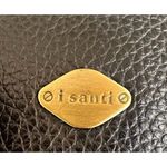 Isanti Leather Crossbody Bag Navy Top Zip Tote Handles Logo Code Italy Travel Blue Photo 3