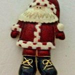 Danecraft Signed Modern Santa Christmas Brooch Pin Gold Tone Enamel Glitter Photo 0