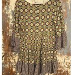 Kori America Boho Mini Hippie Festival Country Mini Dress, size Large Green Photo 3