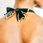 ZARA  NWT BLACK JEWEL BOW CUT OUT HALTER Fitted mini DRESS M Photo 11