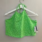 BP Halter Crop Top Neon Green Frosty Follard Floral Print Casual Neutral Photo 9