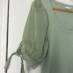 Gap  Ribbed Puff Sleeve Top Green Scoop Neck Stretch Coquette Y2K Office Career S Photo 2