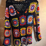 Handmade Crochet Sweater Black Multi Color M Photo 0