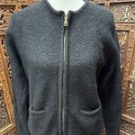 Pierre Cardin  L SWEATER BLACK CARDIGAN WOOL FULL ZIP Vtg Photo 0