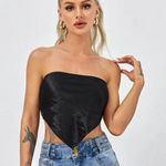 SheIn Black Tie Back Satin Tube Top Photo 0