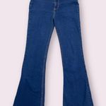Mudd Vintage Y2K 2000’s Dark Blue Denim Lace Up Hips High Rise Flare Leg Jeans Photo 0