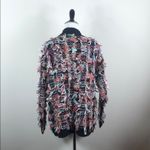 Long Sleeve Cardigan Open Front Popcorn Knit Black Photo 5