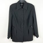 Lane Bryant  Gray Striped Lined Long Sleeves Front Blazer Coat, Size 14 Photo 0