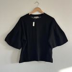 Madewell  Puff Sleeve Sweatshirt Tee in Jet Black, Size Medium Photo 5