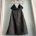 EXPRESS Y2K Vintage Silk Halter Dress Ruched Front Gold Splatter NYE Holiday Festive Photo 4