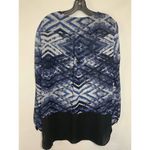 I.N. Studio Womens Chevron Colorblock High Neck Long Sleeve Blouse Blue Black XL Black Photo 3