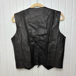 Unik Vintage Motorcycle Black Leather Vest with Unique Pins Size L Size L Photo 3