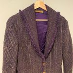 Jennifer Butler Womans Purple Tweed Asymmetrical Jacket Size Large Photo 3