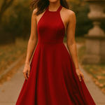 Jill Stuart NWT  Occasion High Neck Evening Gown A-line Maxi XS Red Formal Event Photo 0