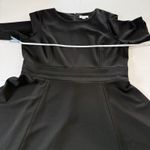 Calvin Klein Black Mesh Illusion Hem Flare Short Sleeve Crepe Dress Size 16 Photo 8