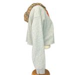 𝅺celestial Bodiez Gray Leopard Print Hooded Cropped Sweatshirt Size Medium Gray Photo 4